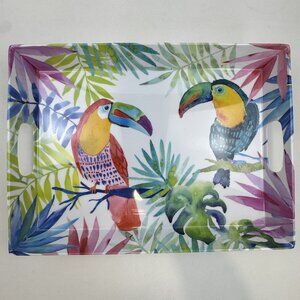 Tropical Toucan Print BPA-Free Plastic Serving Tray With Handles 18.5"x13.5"